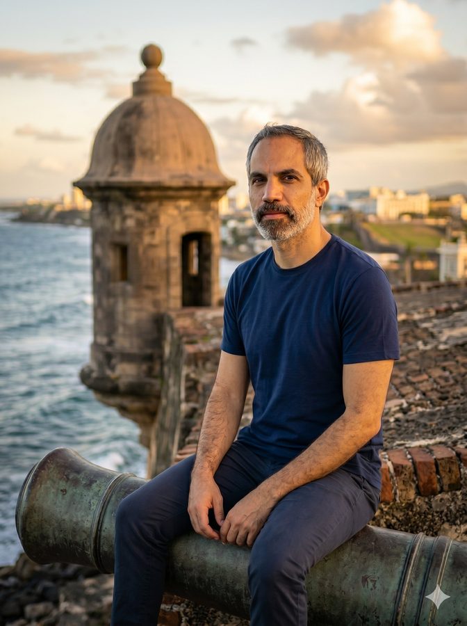 Guillermo Jordan, founder of Carambola Labs, photographed at El Morro in Old San Juan.